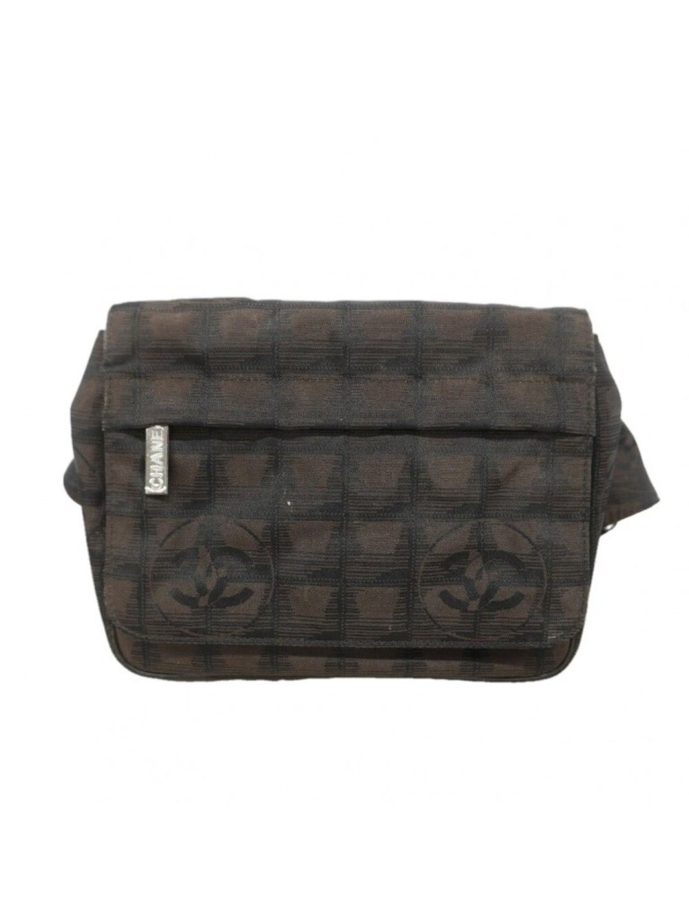 Chanel Waist Bag New Travel Nylon Brown Black Silver